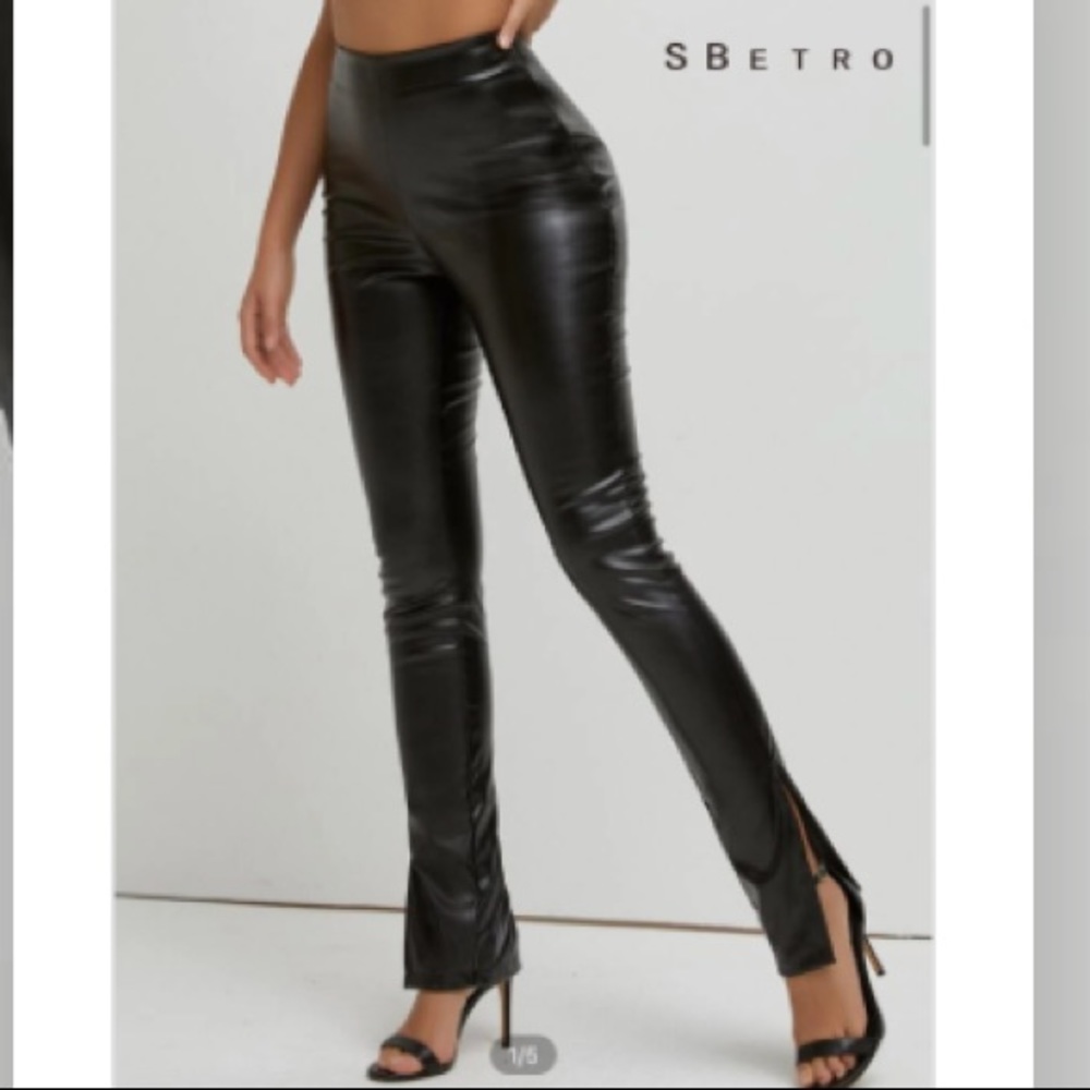 Split Hem Skinny Leather Pants